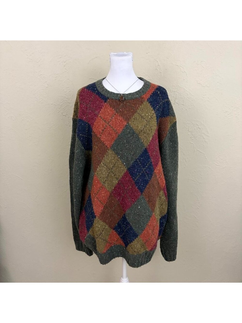 90s argyle preppy wool sweater - Picture 3 of 8